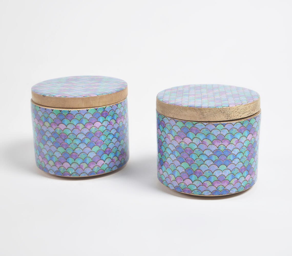 Statement Blue Painted Salt Jar with Revolving Lid