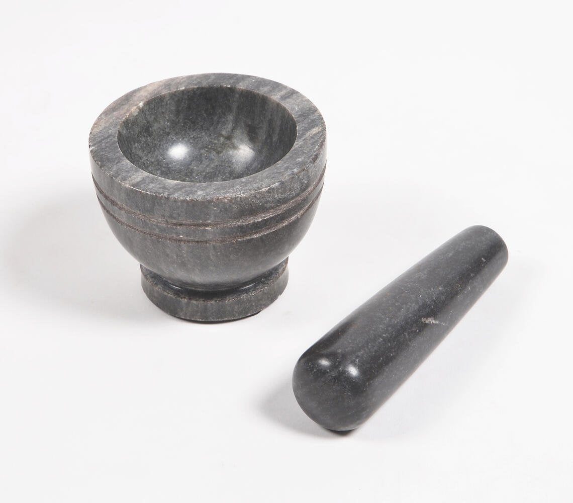 Turned Marble Mortar & Pestle Set