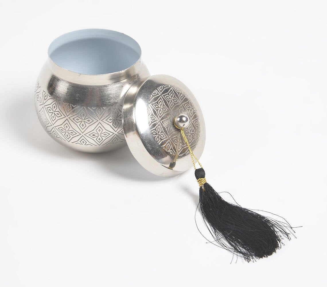 Traditional Hand Etched Votive Silver with Tassel