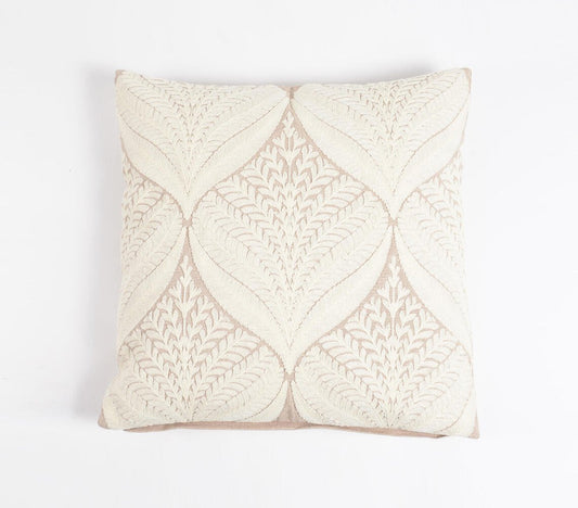 Embroidered Cotton Ivory Cushion Cover