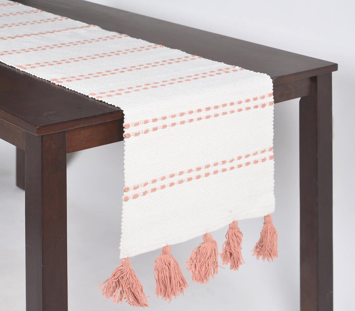 Pastel Bohemian Table Runner with Tassels