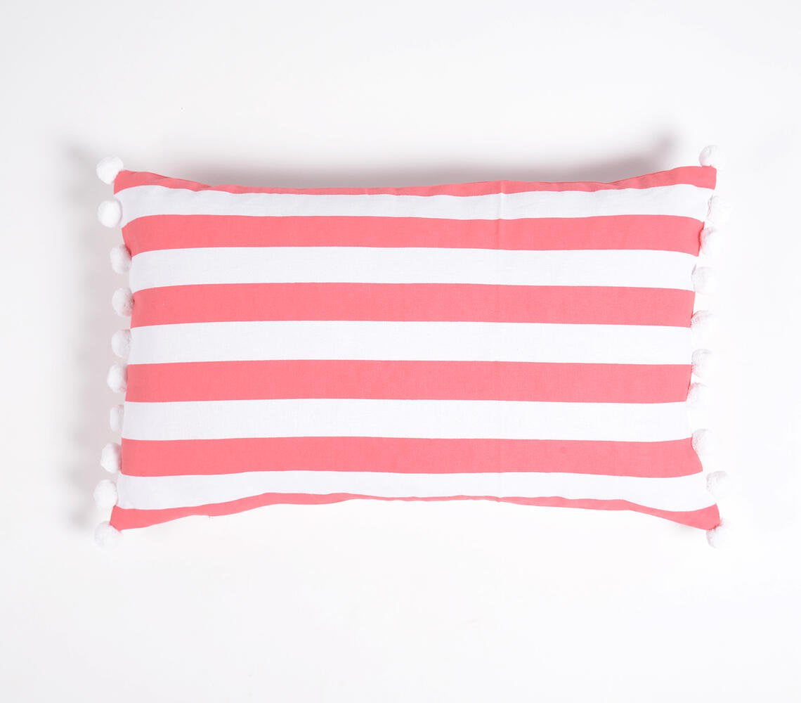 Set of 2 - Coral Striped Handloom Cotton Pillow Covers