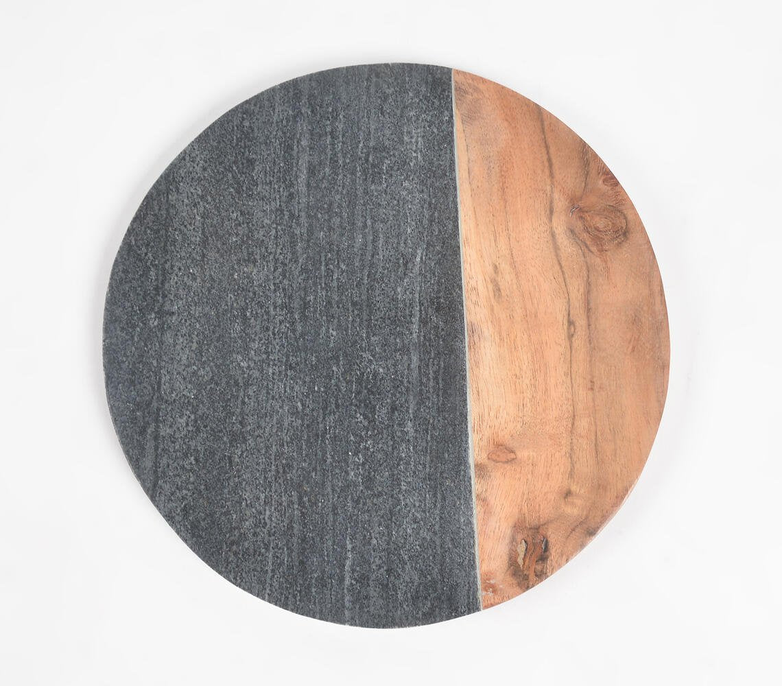 Colorblock Stone & Wood Round Cutting Board