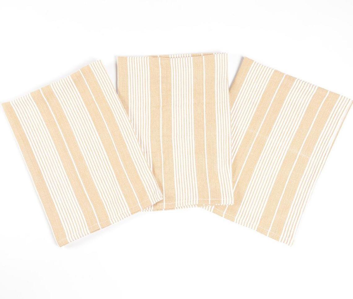 Striped Tan Kitchen Towels (set of 3)