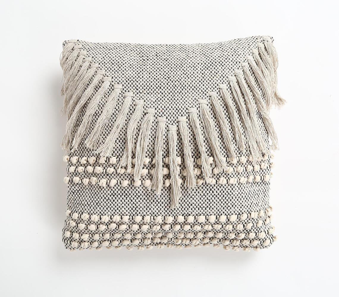 Tufted & Fringed Cotton cushion cover