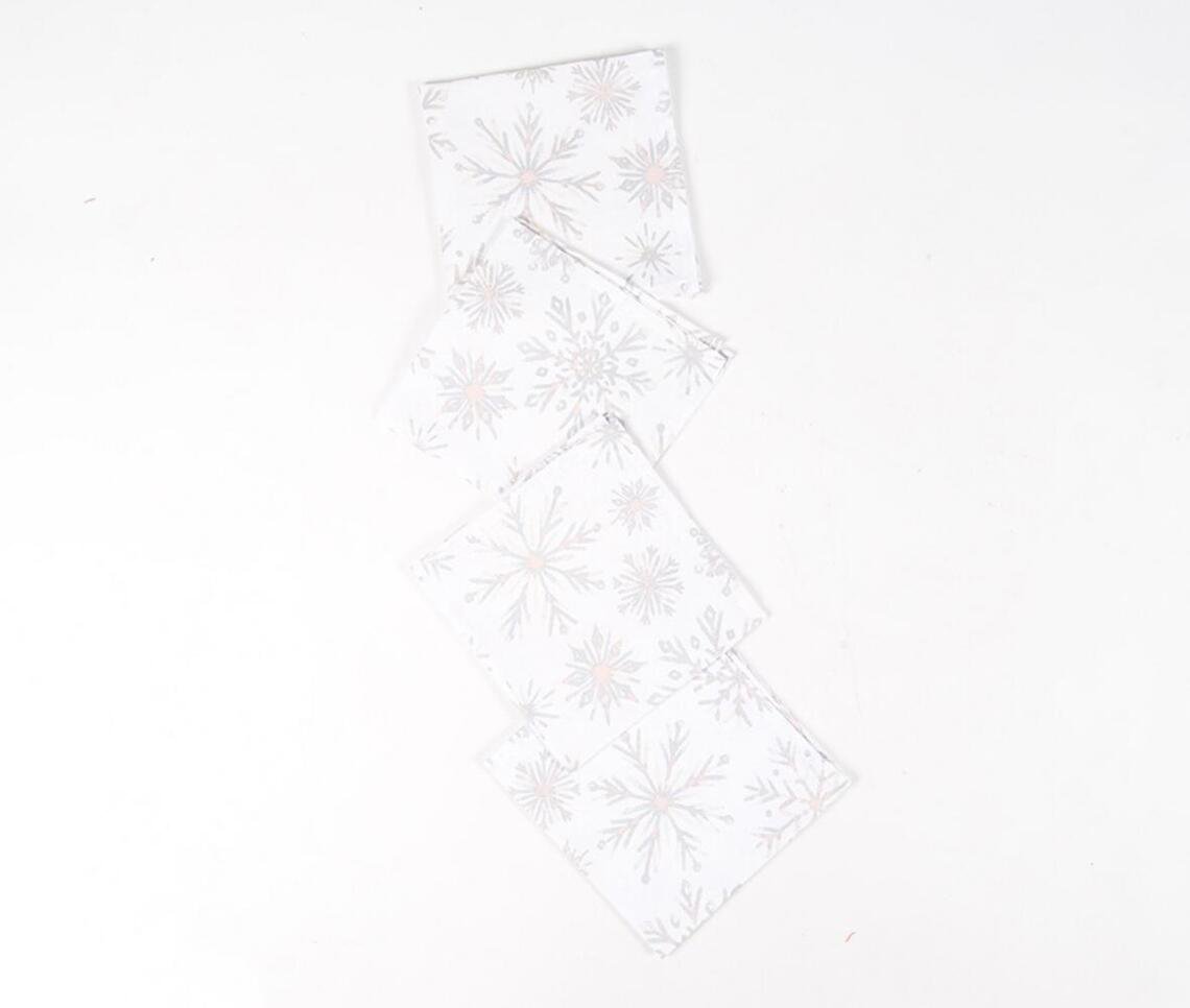 Set of 4 - Printed Snowflake Table Napkins