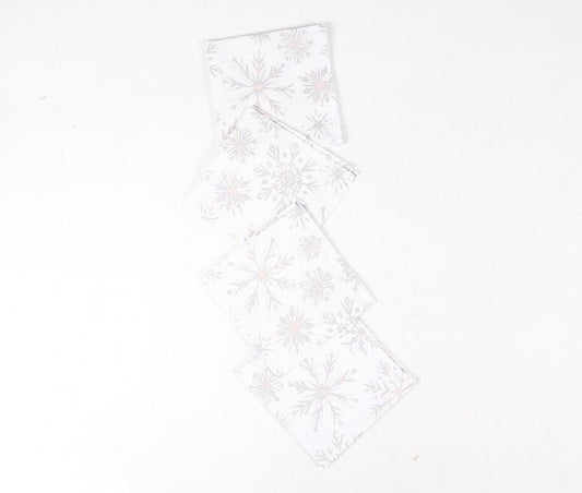 Set of 4 - Printed Snowflake Table Napkins