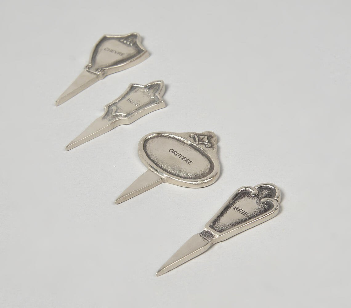 Engraved Vintage Stainless Steel Cheese Markers (Set Of 4)