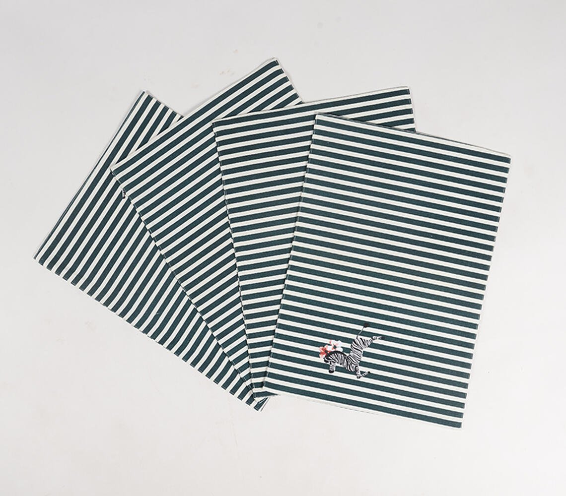 Set van 4 - Gestreepte monotone placemats