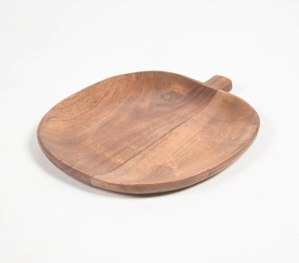 Hand Cut Apple-Shaped Mango Wood Tray