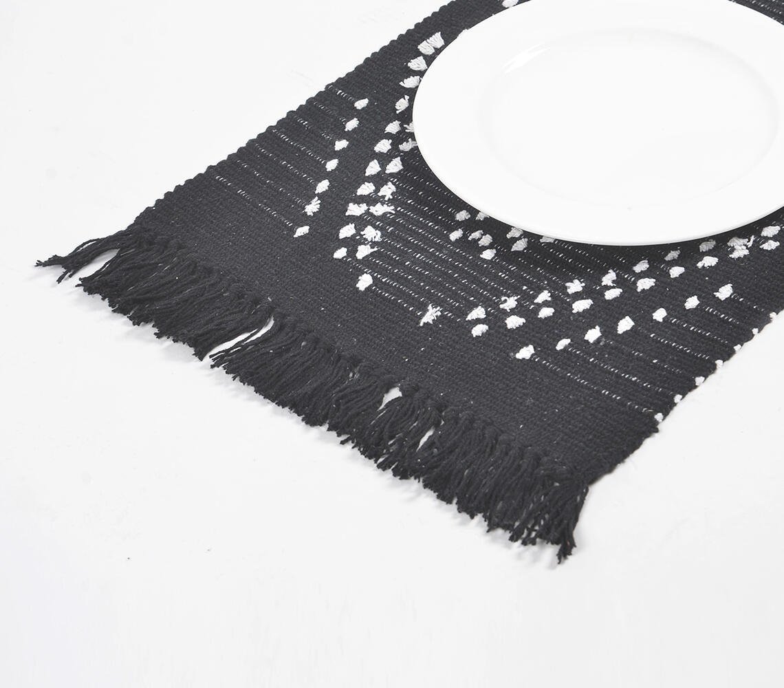 Handgeweven katoenen monochrome diamanten placemats (set van 4)