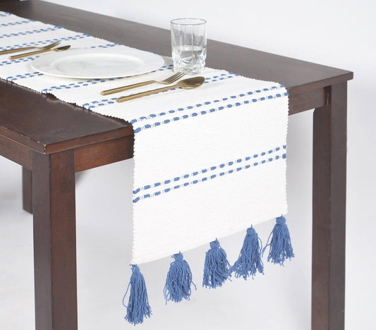 Striped Bohemian Table Runner with Tassels