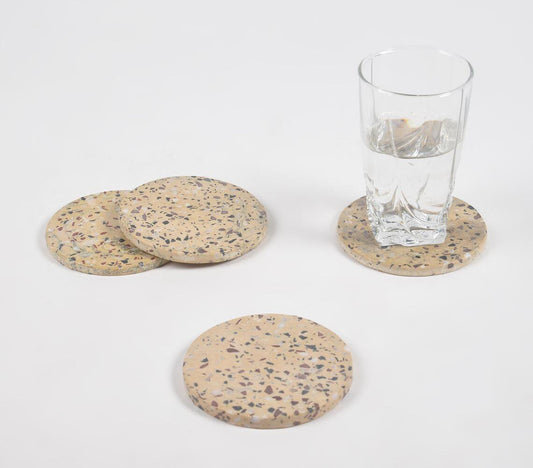 Hand Cut Yellow Terrazzo Stone Coasters (Set of 4)