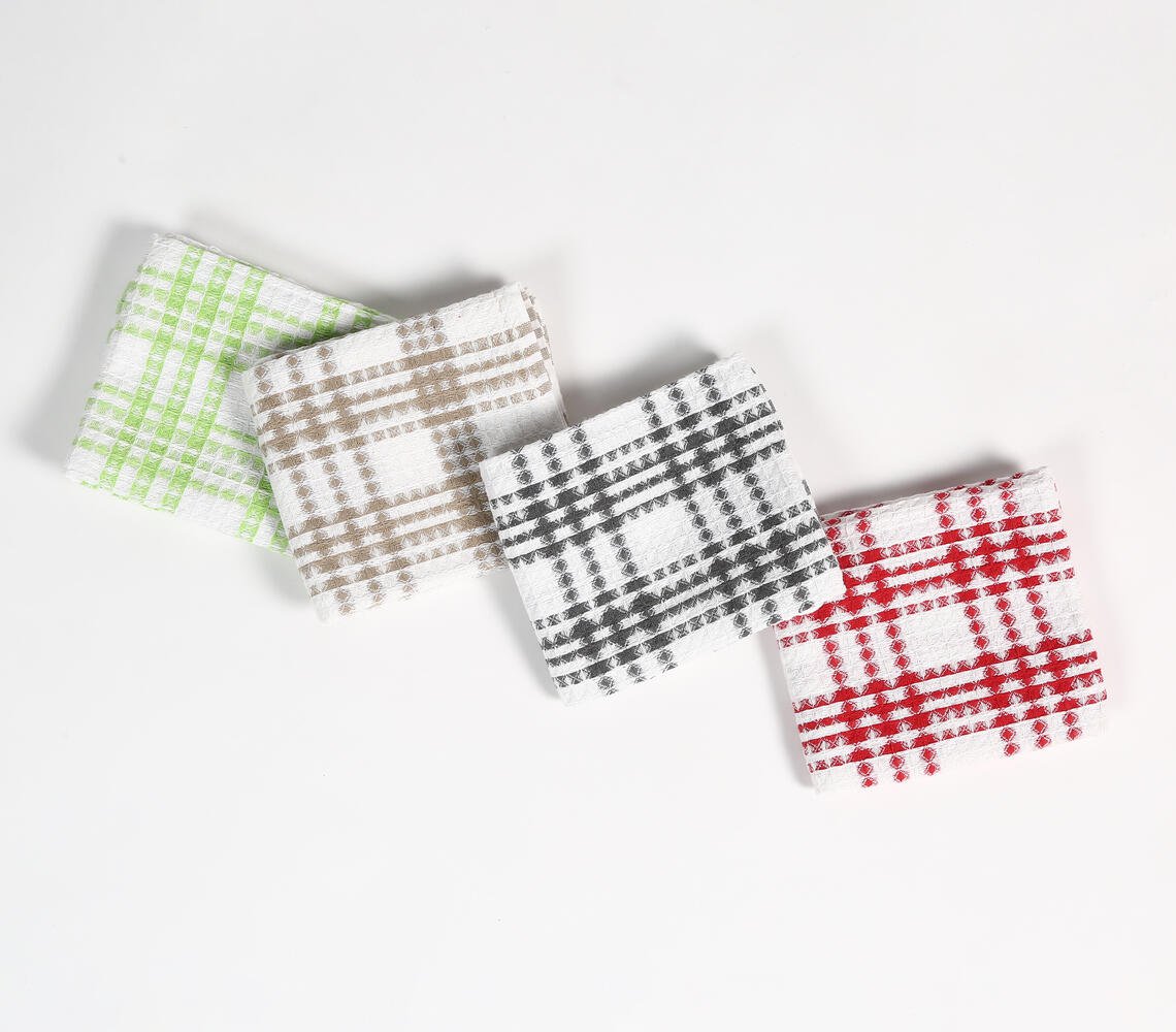 Textured Checks Kitchen Towels (set of 4)