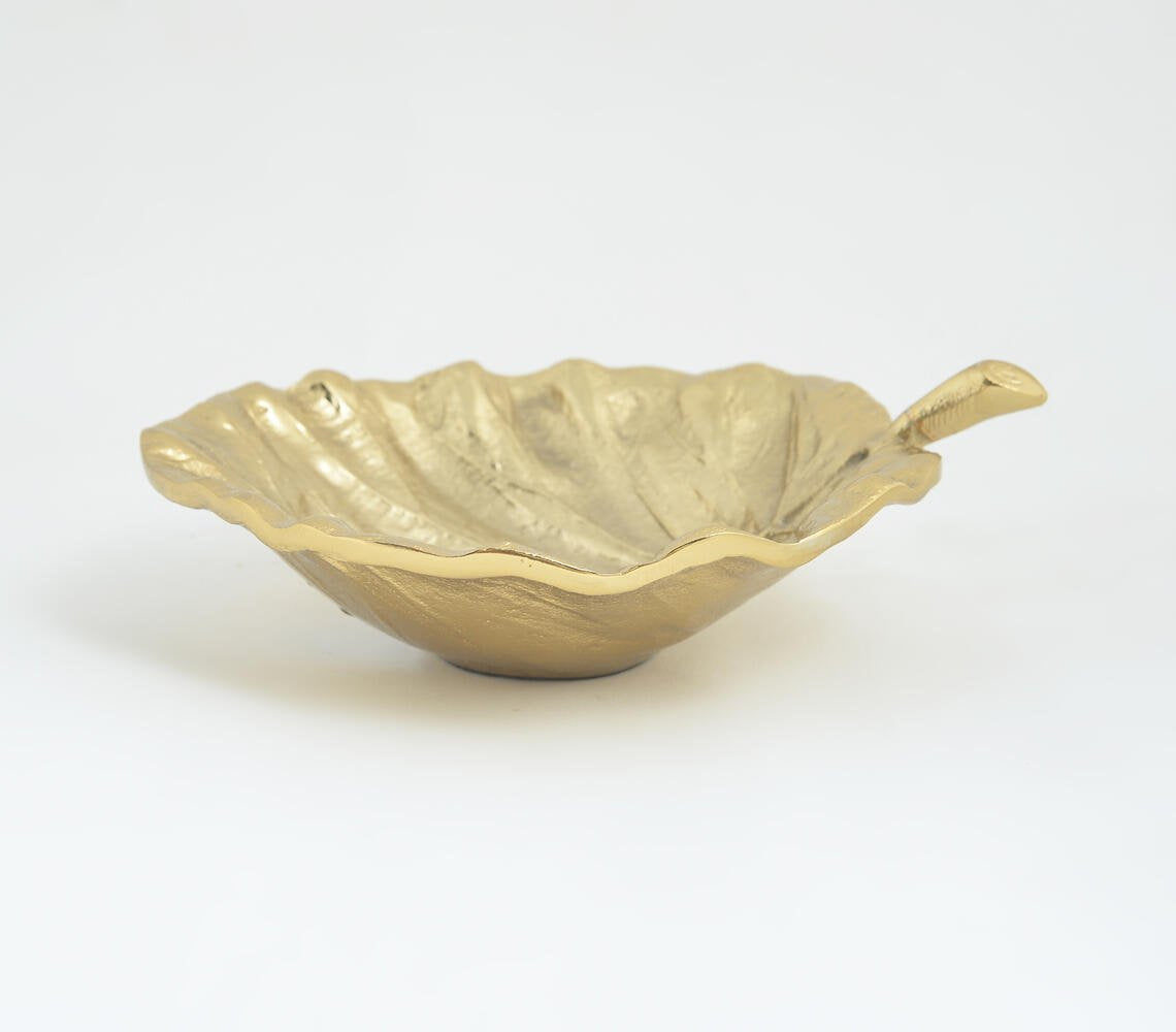 Gold-toned Glossy Aluminium Leaf Tray