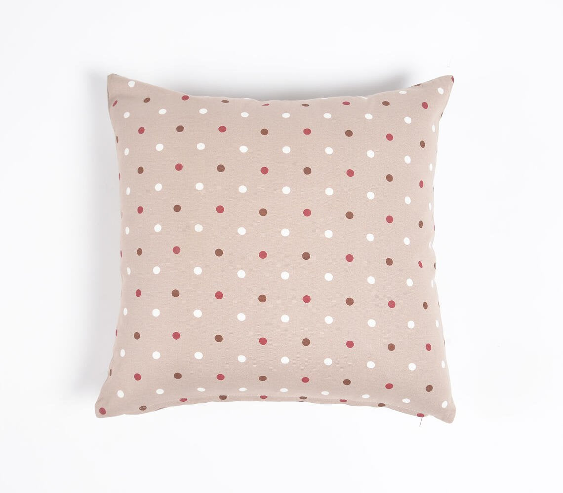 Printed Dots Cotton Cushion Cover, 16 x 16 inches