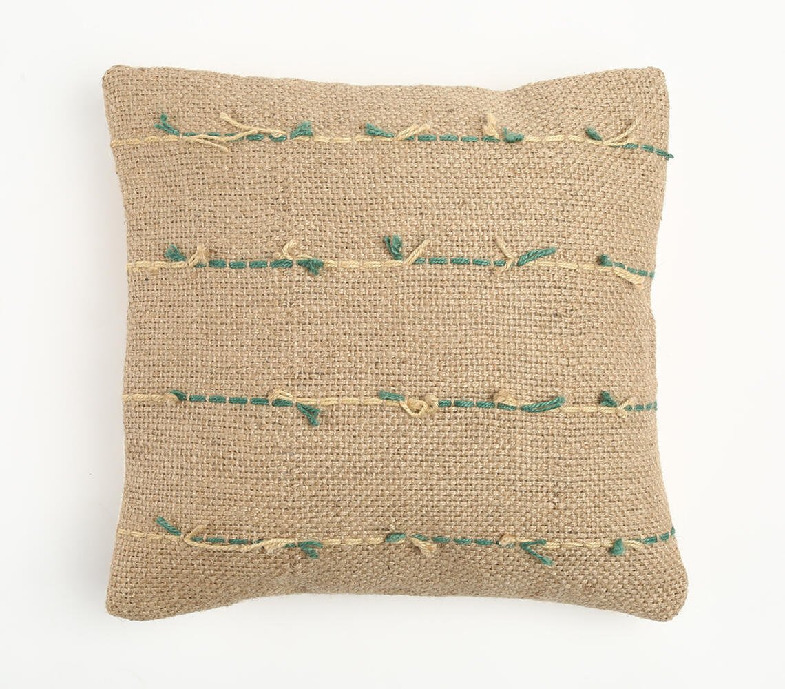 Abstract Threadwork Jute Cushion Cover, 18 x 18 inches