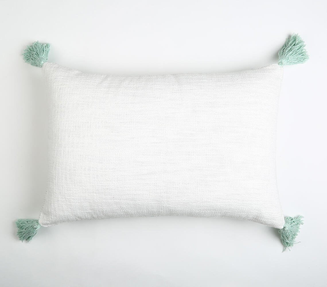 Mint Tasseled Lumbar Cushion cover