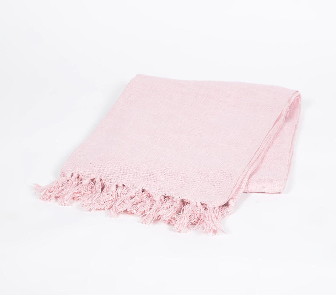 Handcrafted Pastel Fringes Cotton Throw