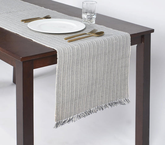 Grey Striped Cotton Runner