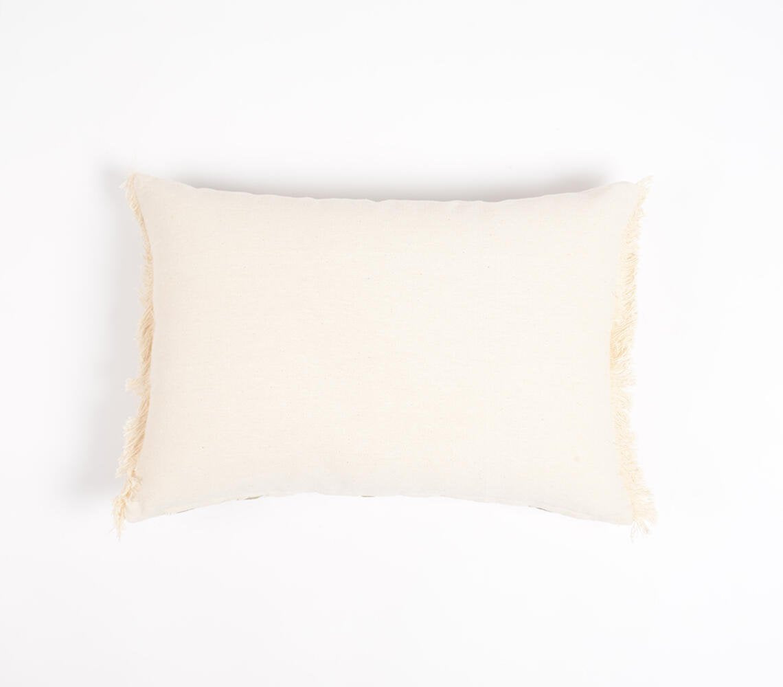 Hand Embroidered Cotton Lumbar Cushion cover, 20 x 14 inches