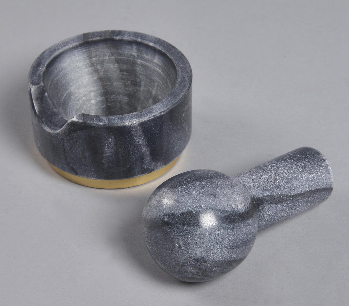 Turned Black marble Mortar & Pestle Set