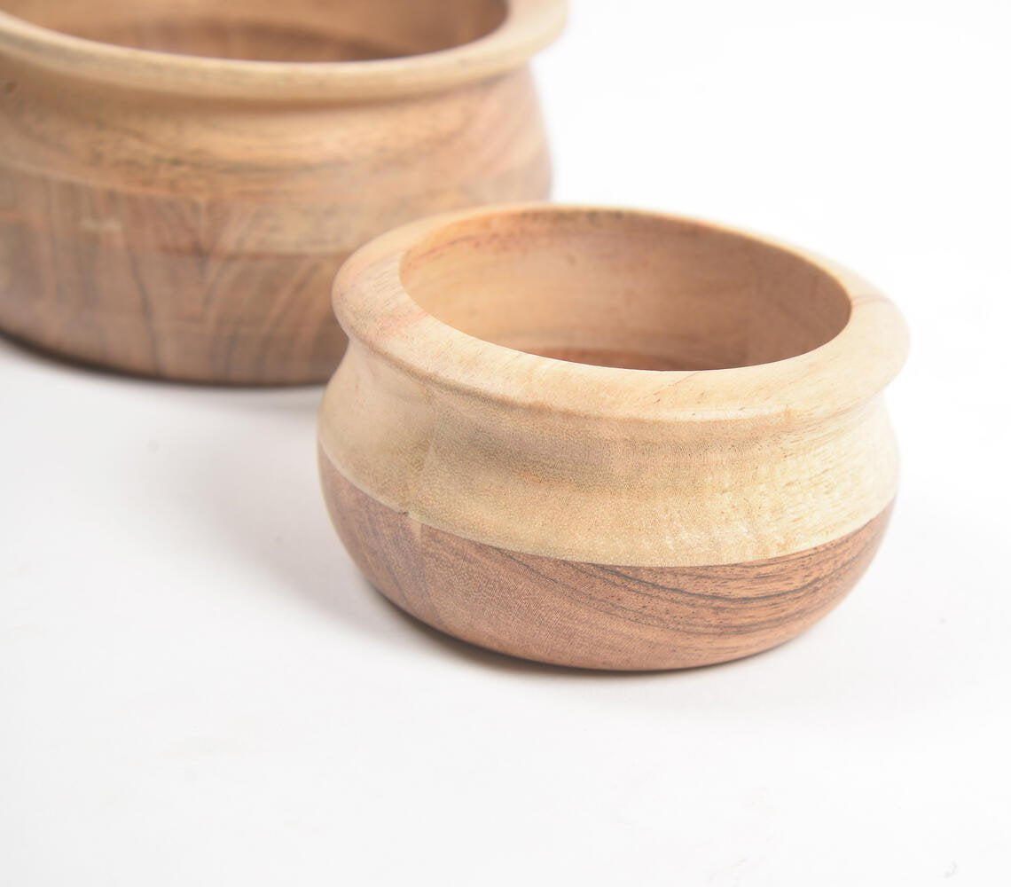 Raw Acacia Wood Serving Bowls (Set of 2)