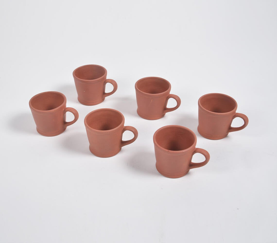 Terracotta Pottery Coffee Mugs (Set of 6)