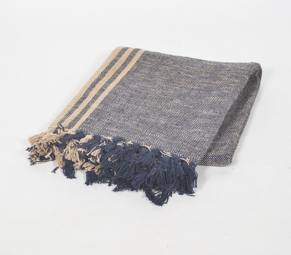 Beige Lines Cotton Noir Throw