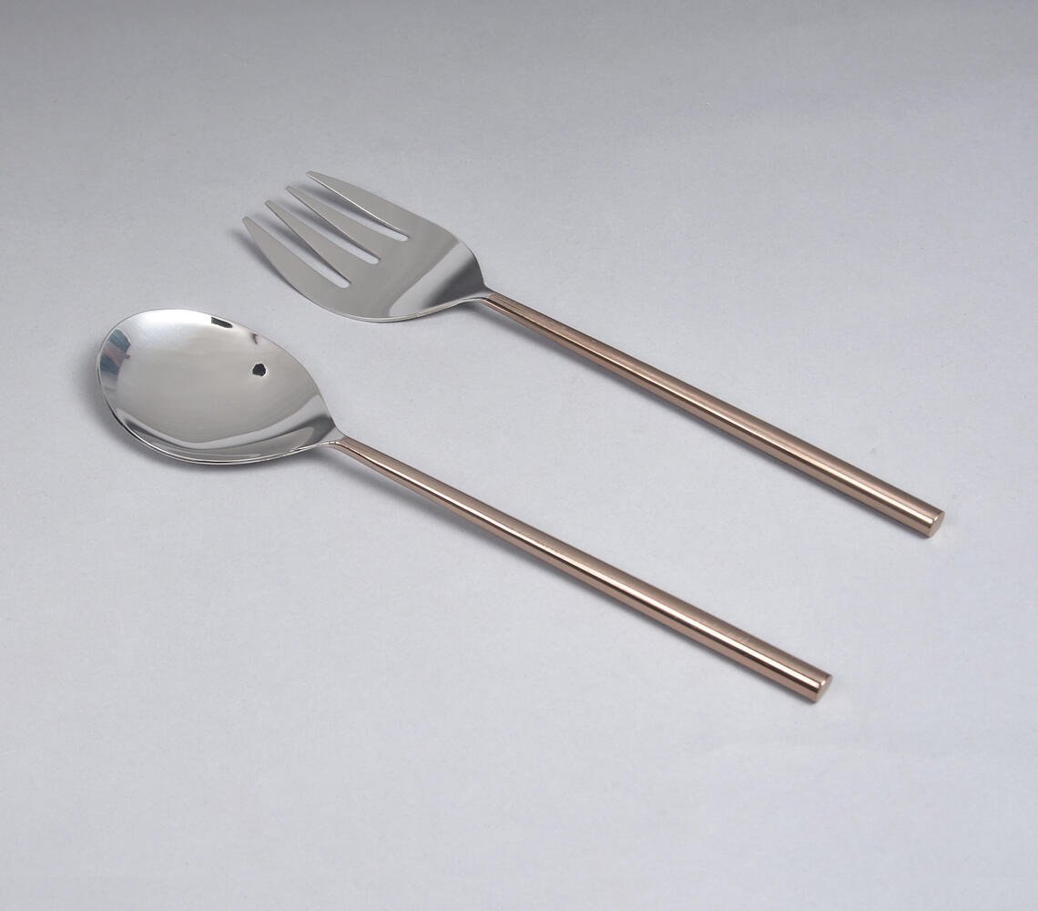 Silver & Rose-Gold-Toned Stainless Steel Cutlery (Set of 2)