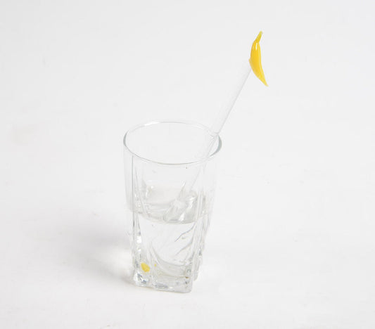 Glass Yellow Chilli Beverage Stirrer