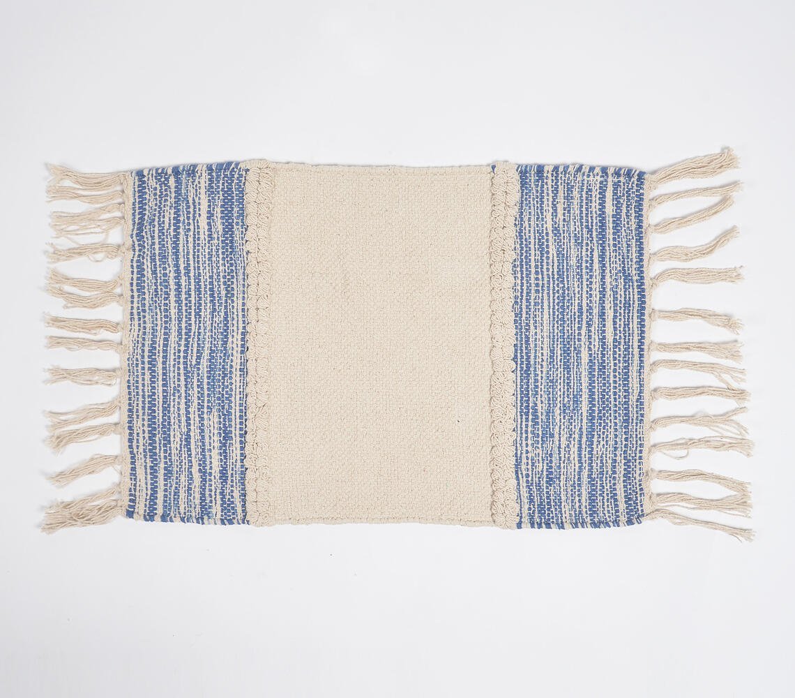 Handwoven Blue Borders Cotton Placemats (Set of 4)