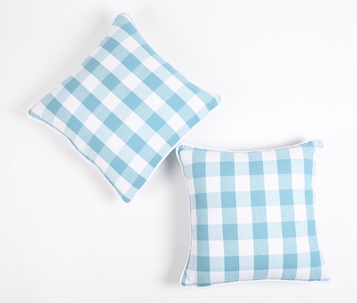 Set of 2 - Handloom Cotton Pastel Cushion covers , 18 x 18 inches