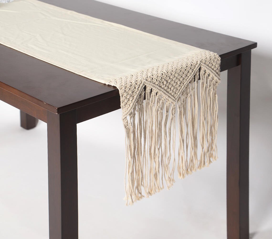 Border Macrame Fringed Table runner