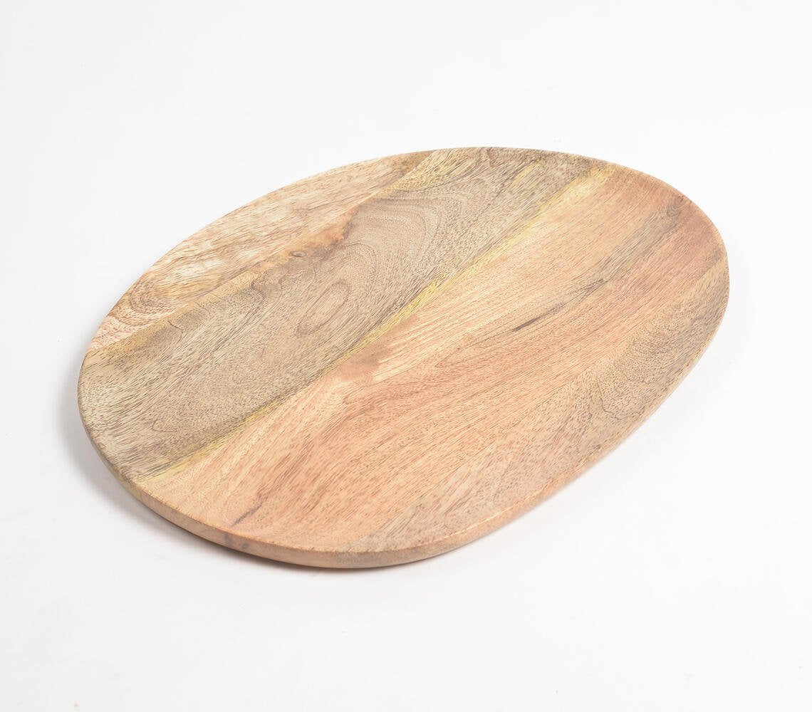 Raw Mango Wood Abstract Oval Serving Platter