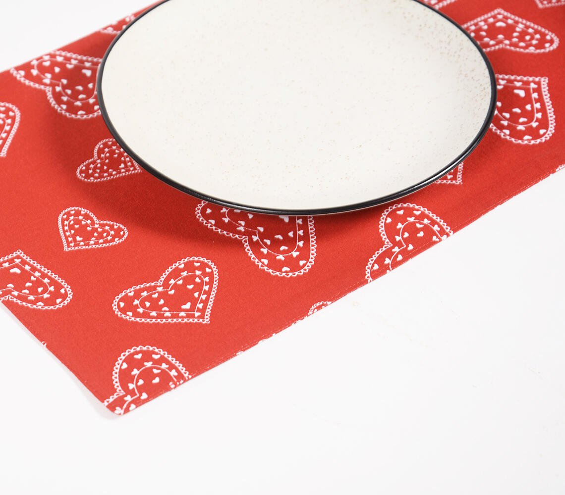 Set of 4 - Heart Printed Placemats