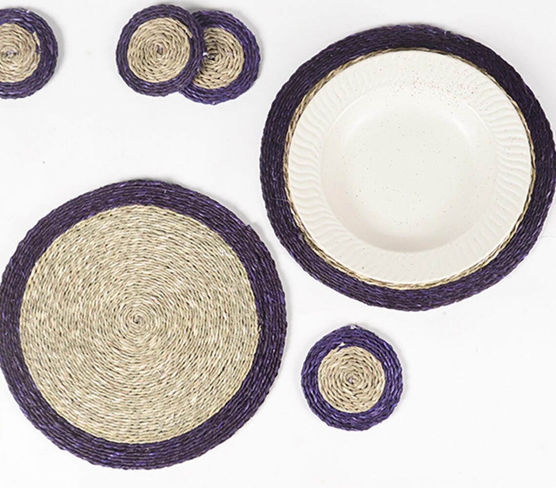 Handgeweven Sabai Grass Placemats &amp; Onderzetters (set van 4 elk)