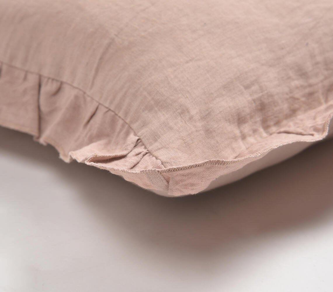 Dyed Monotone Pink Cotton Linen Cushion Cover, 18 x 18 inches