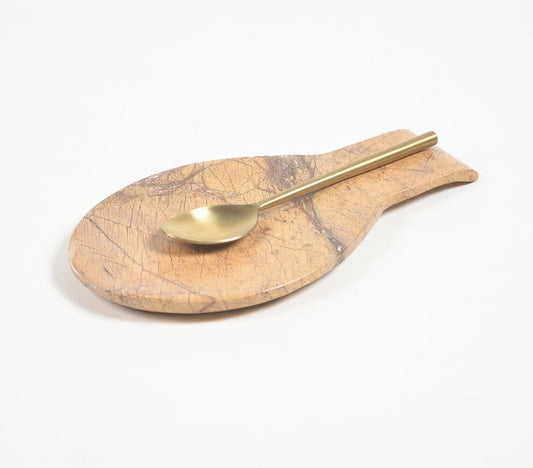 Fish-Shaped Ochre Marble Spoon Rest