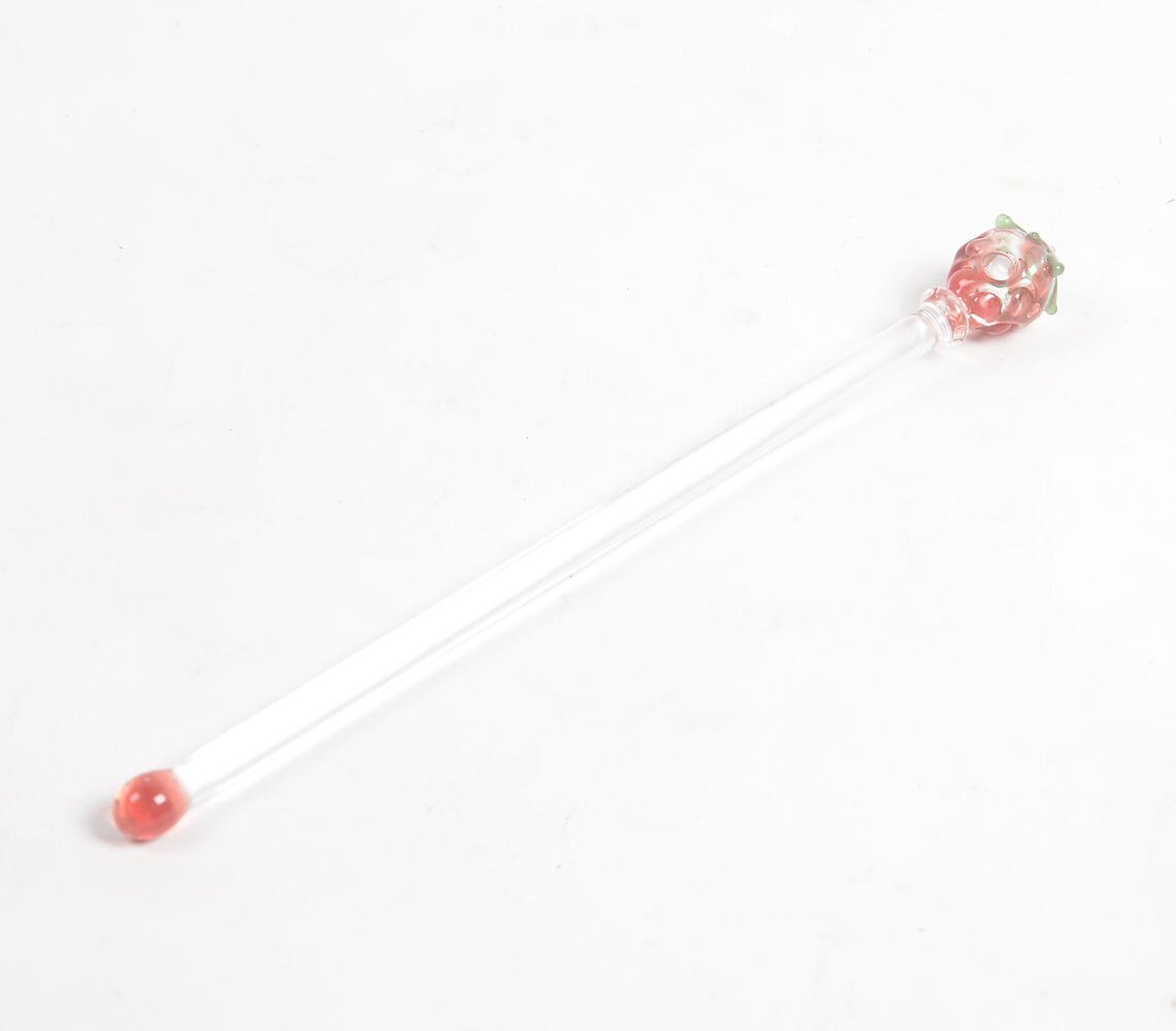 Glass Strawberry Beverage Stirrer