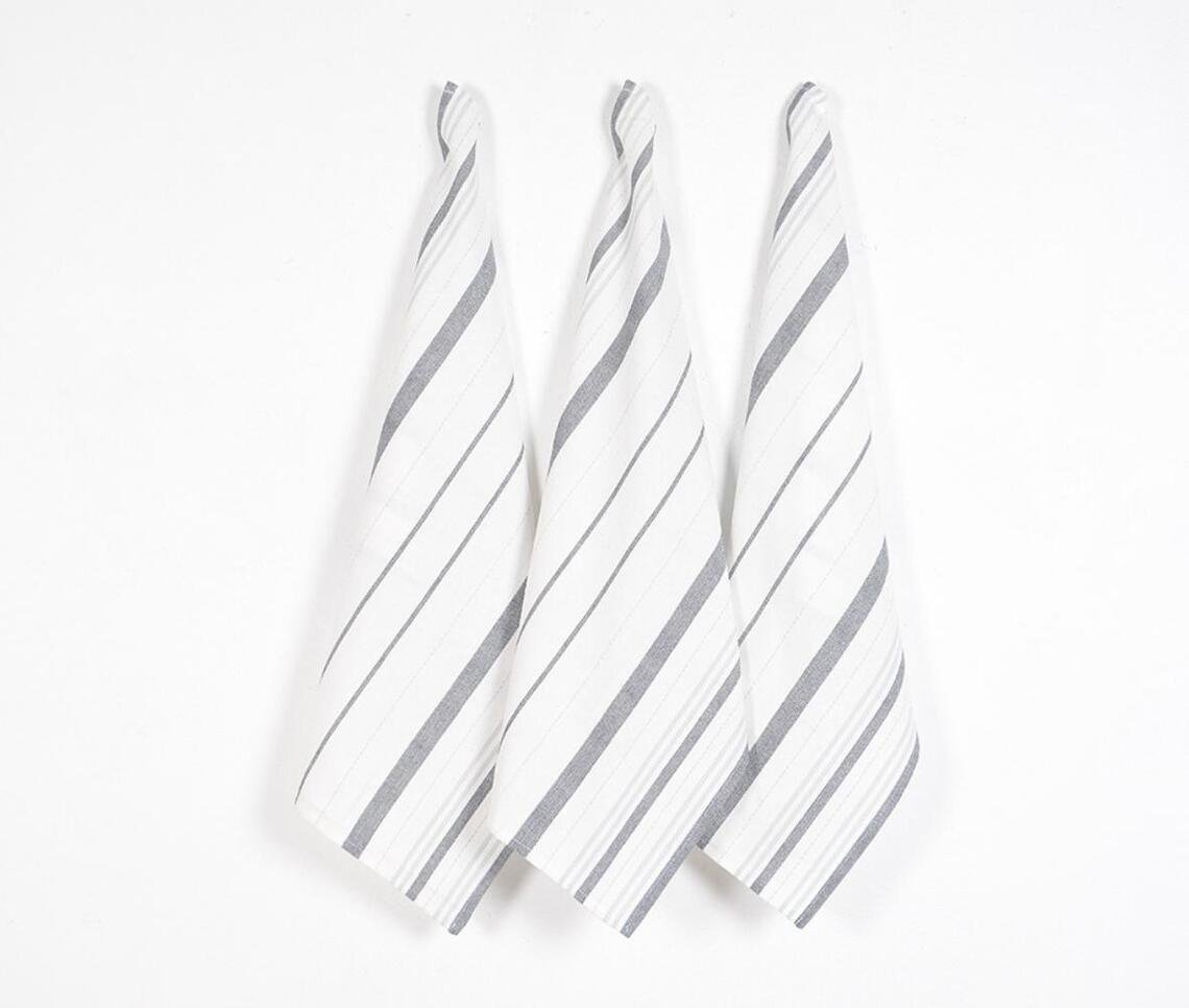 Handwoven Striped Kitchen Towels (Set of 3)