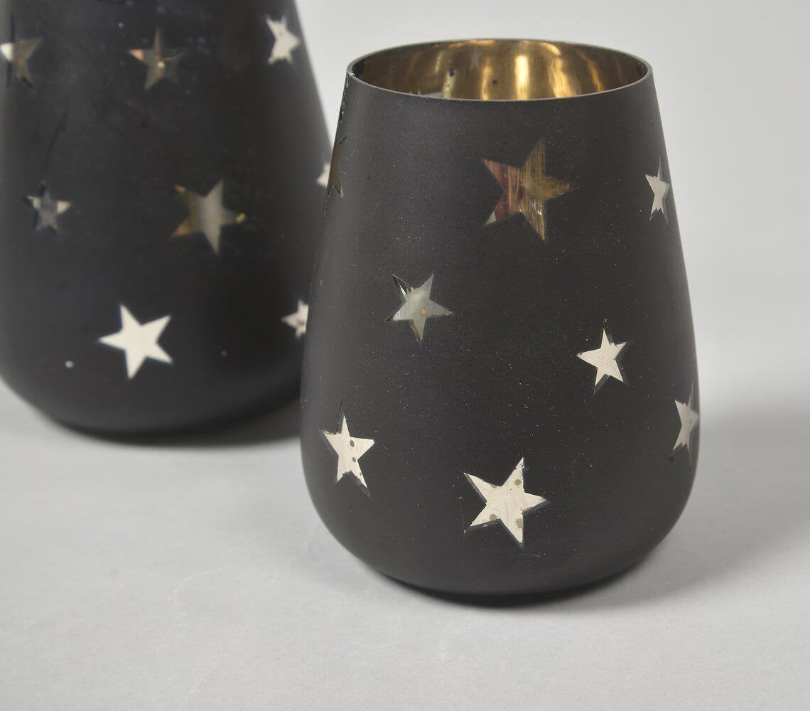 Starry Noir Glass Vases (Set of 2)