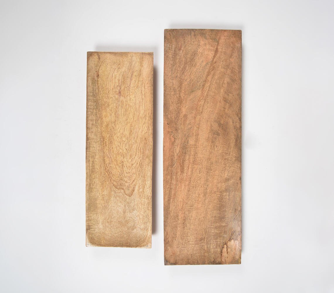 Classic mango wood panel Trays (set of 2)