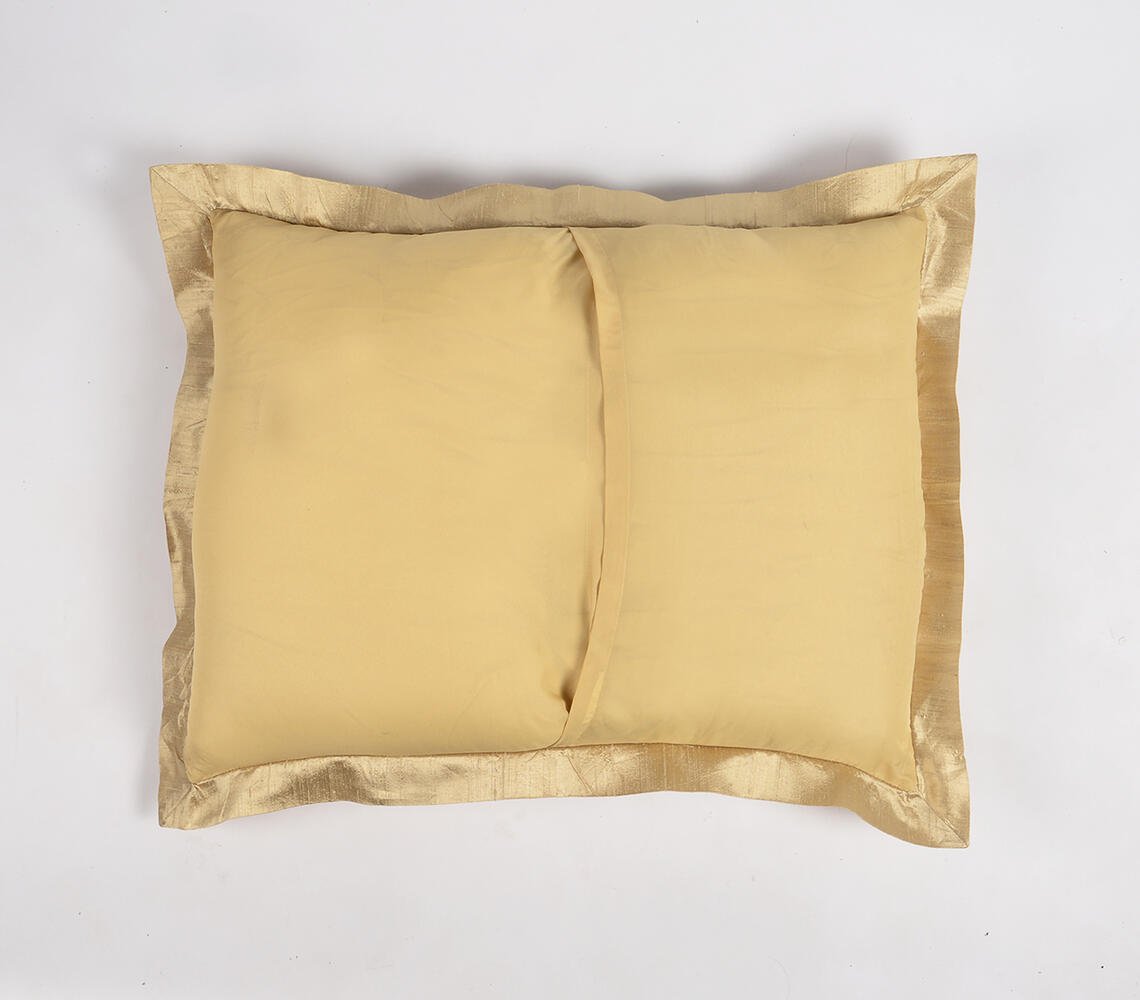 Solid Golden Silk Pillow cover with piping, 25 x 20 inches