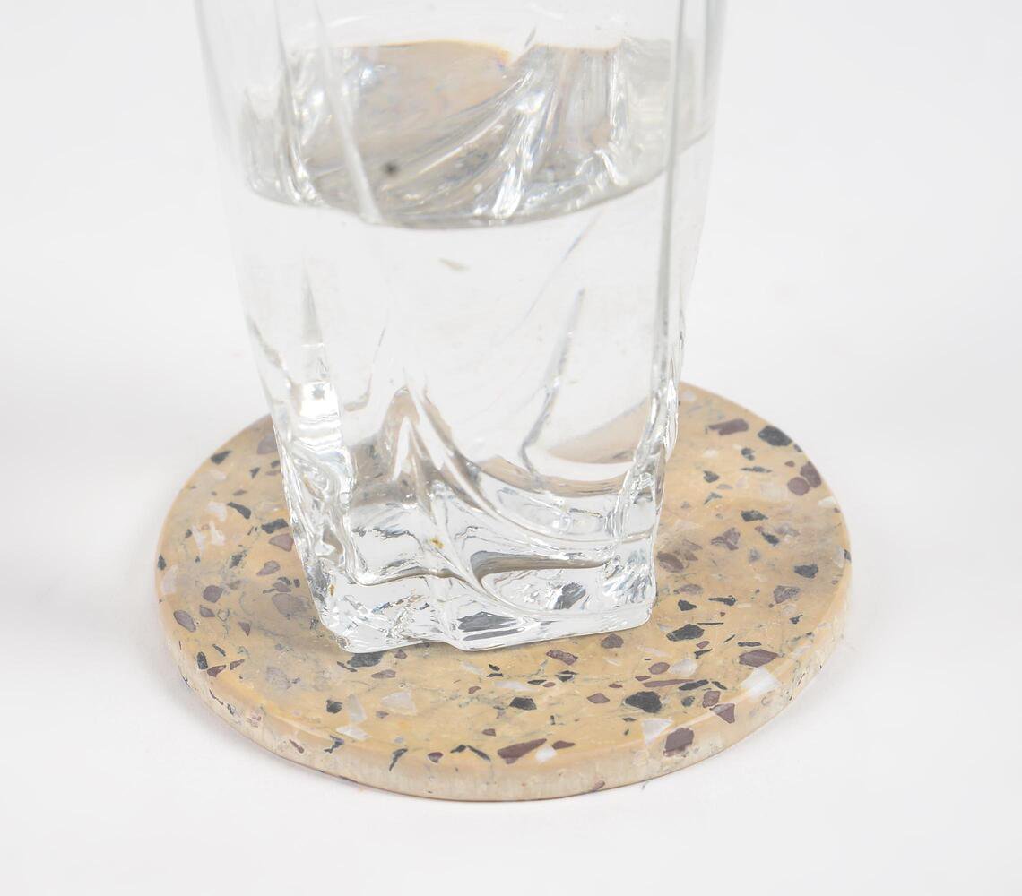 Hand Cut Yellow Terrazzo Stone Coasters (Set of 4)