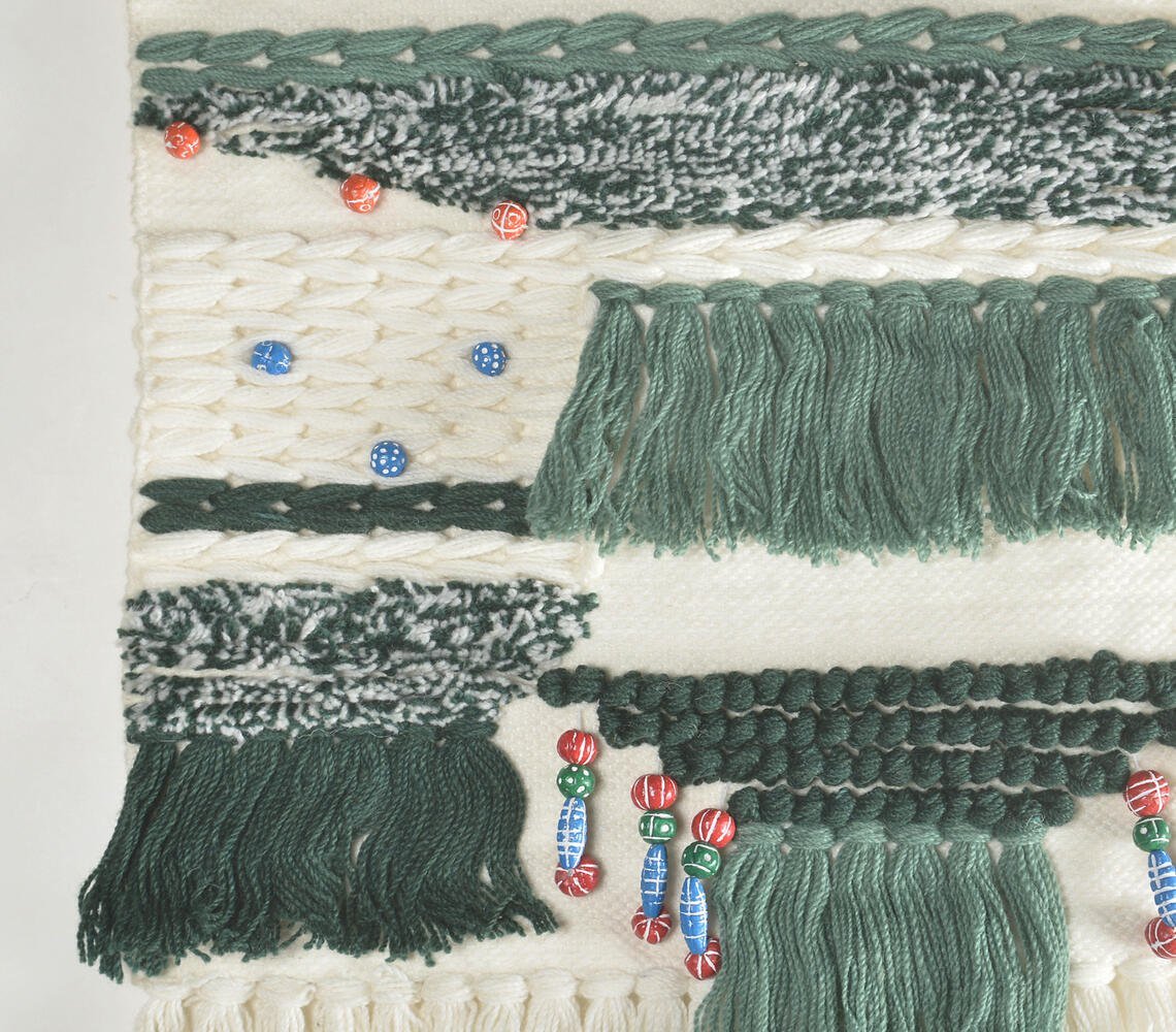 Handwoven & Tufted Wall Hanging with Ombre Fringes