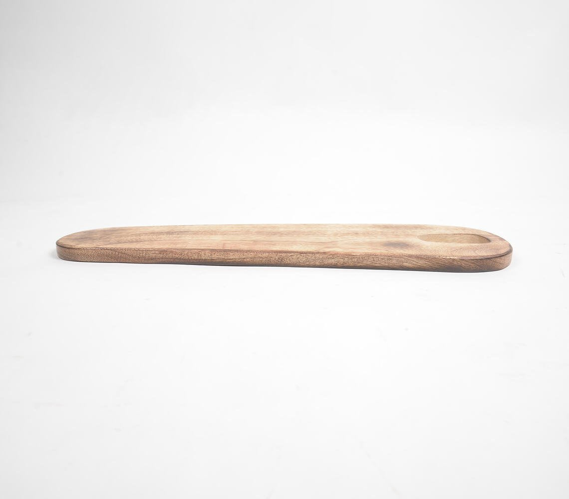 Hand Cut Mango Wood Elongated Serving Platter