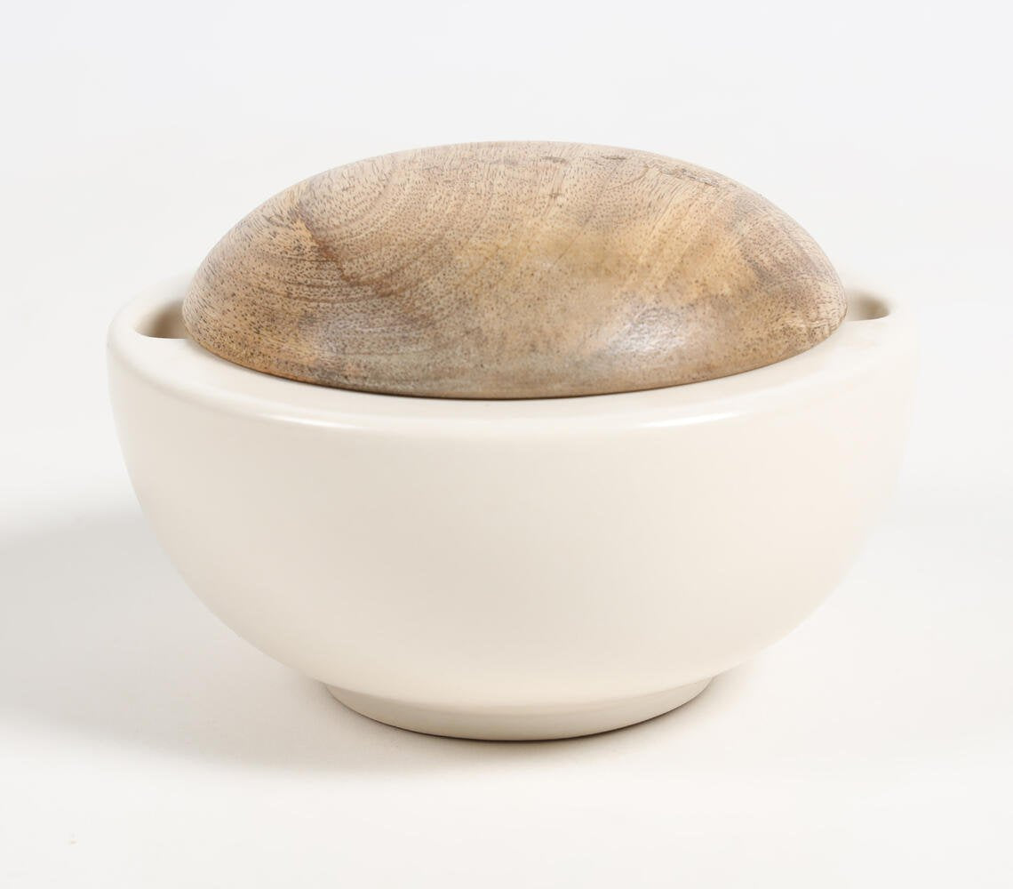 Classic Ceramic Jar with Wooden Lid (Small)