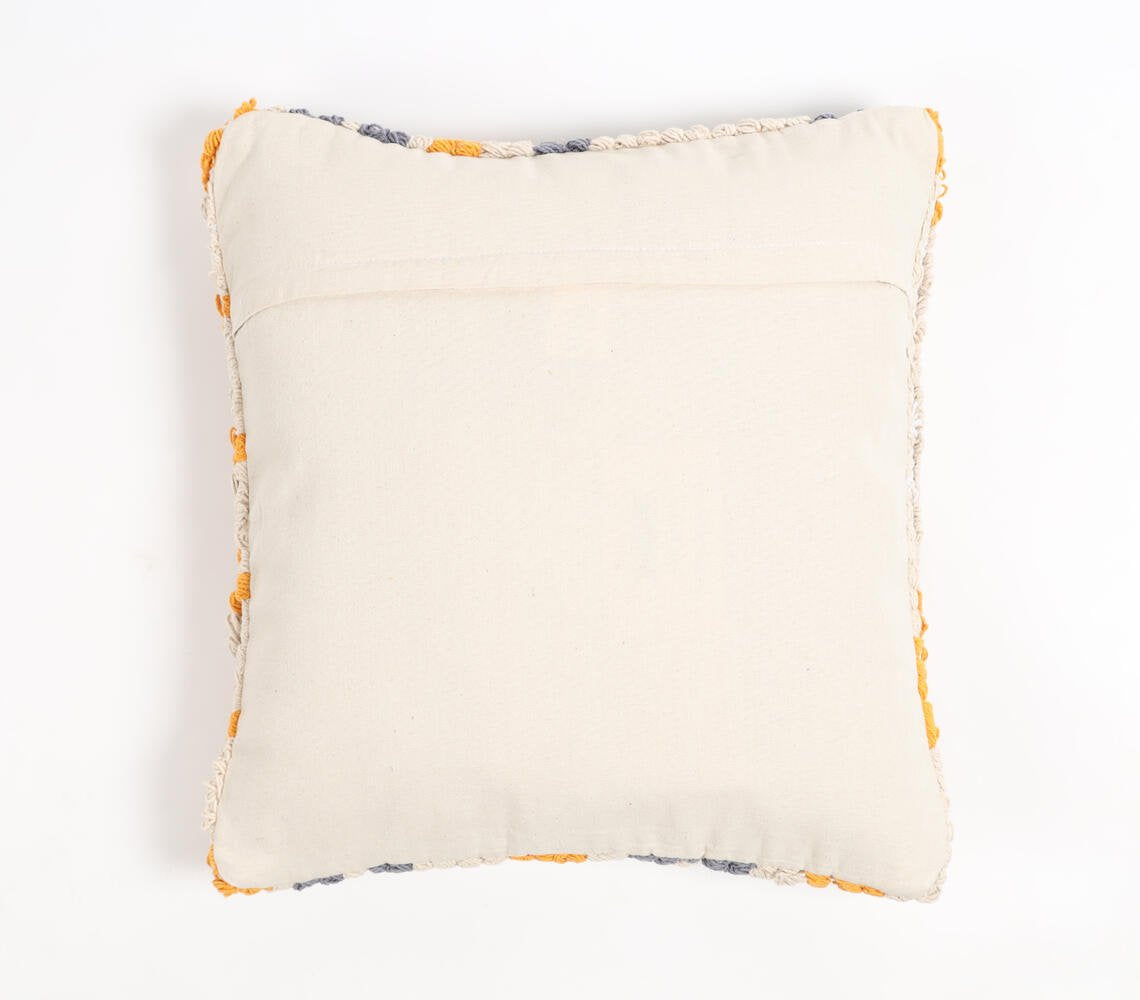 Embroidered Cotton Geometric Cushion Cover