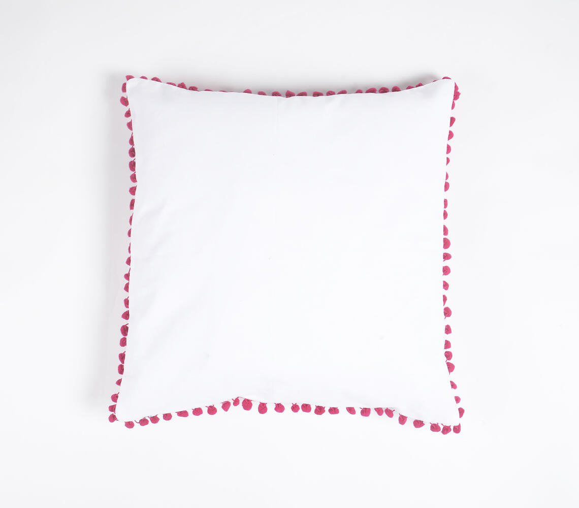 Floral Watercolor Cotton Pom-pom-Lined Cushion Cover